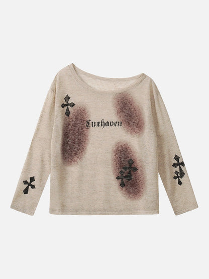 DAXUEN Luxhaven Gothic Cross Long Sleeve Top