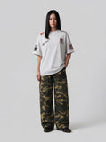 DAXUEN Oversized embroidered t-shirt with graphics — model photo