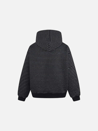 DAXUEN Oversized striped hoodie with 'Made' text