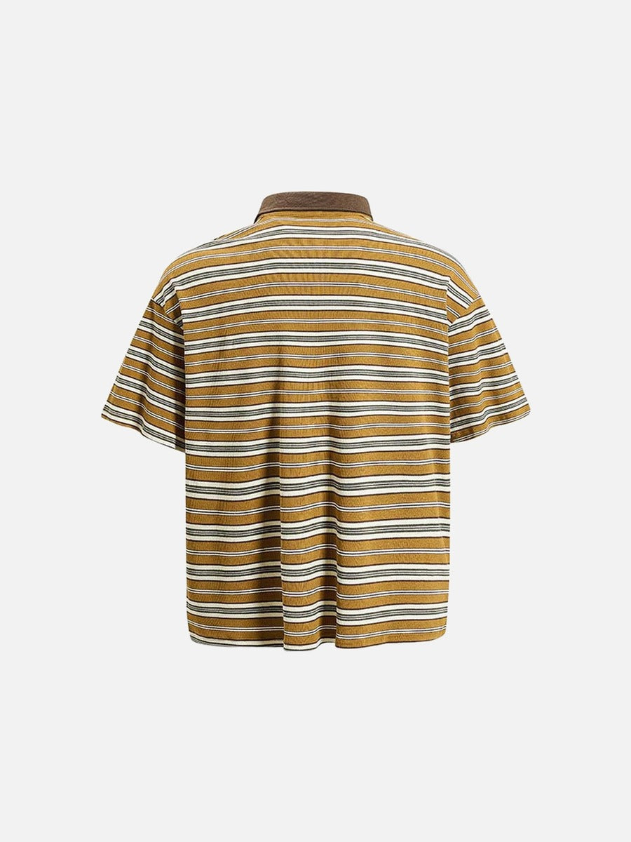DAXUEN Mafa Vintage Striped Polo Shirt