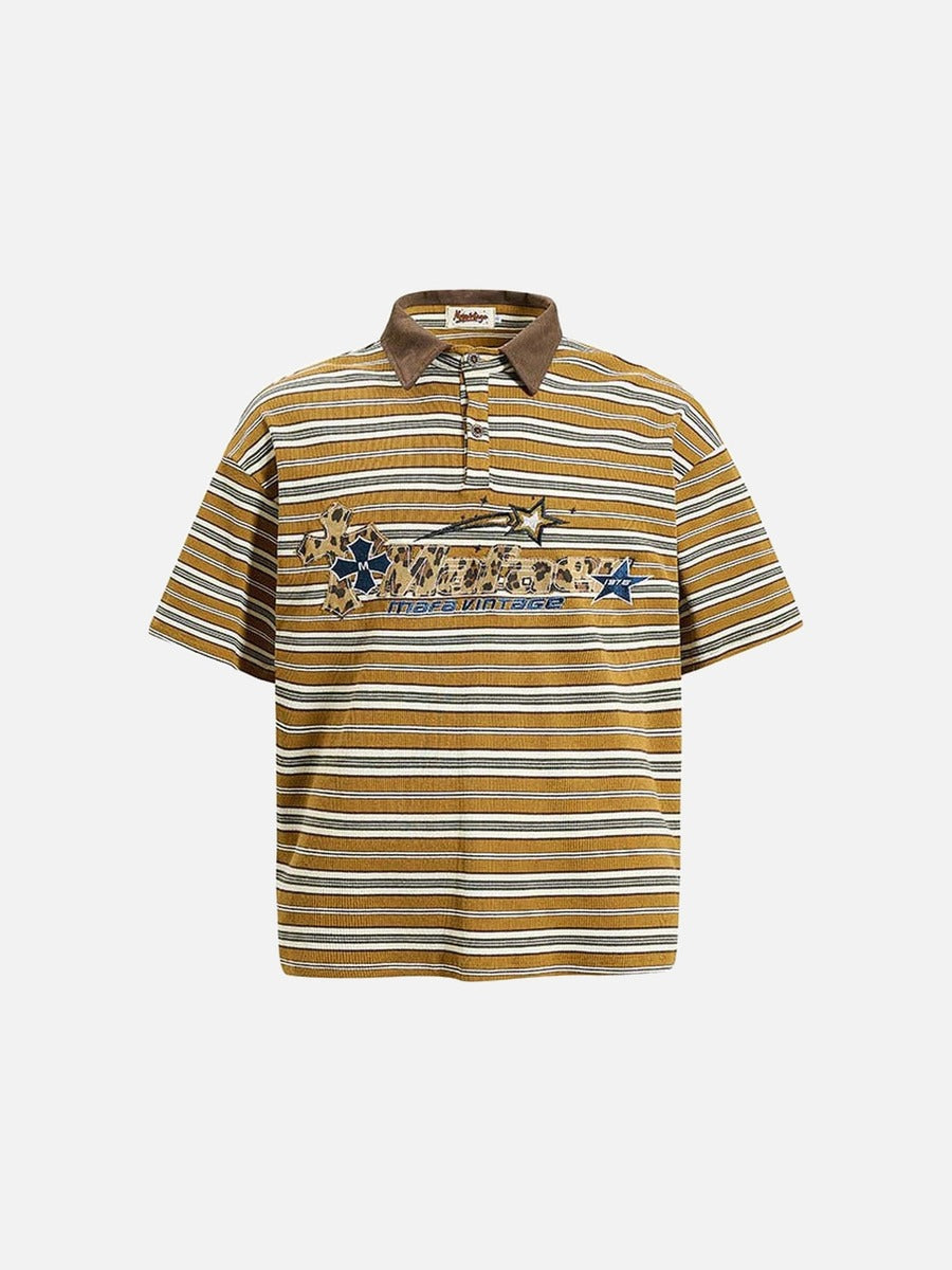 DAXUEN Mafa Vintage Striped Polo Shirt