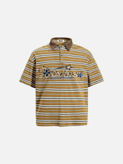 DAXUEN Mafa Vintage Striped Polo Shirt