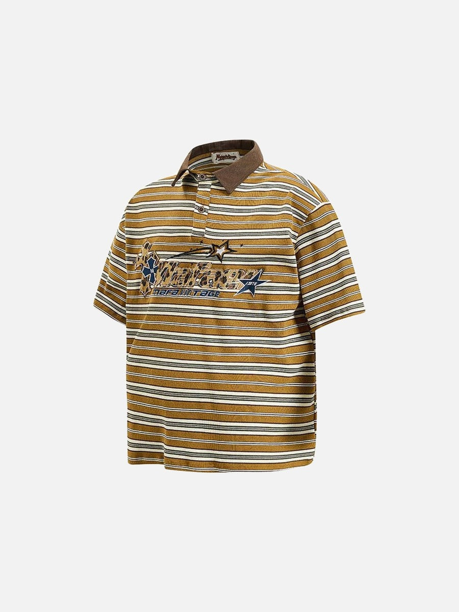 DAXUEN Mafa Vintage Striped Polo Shirt