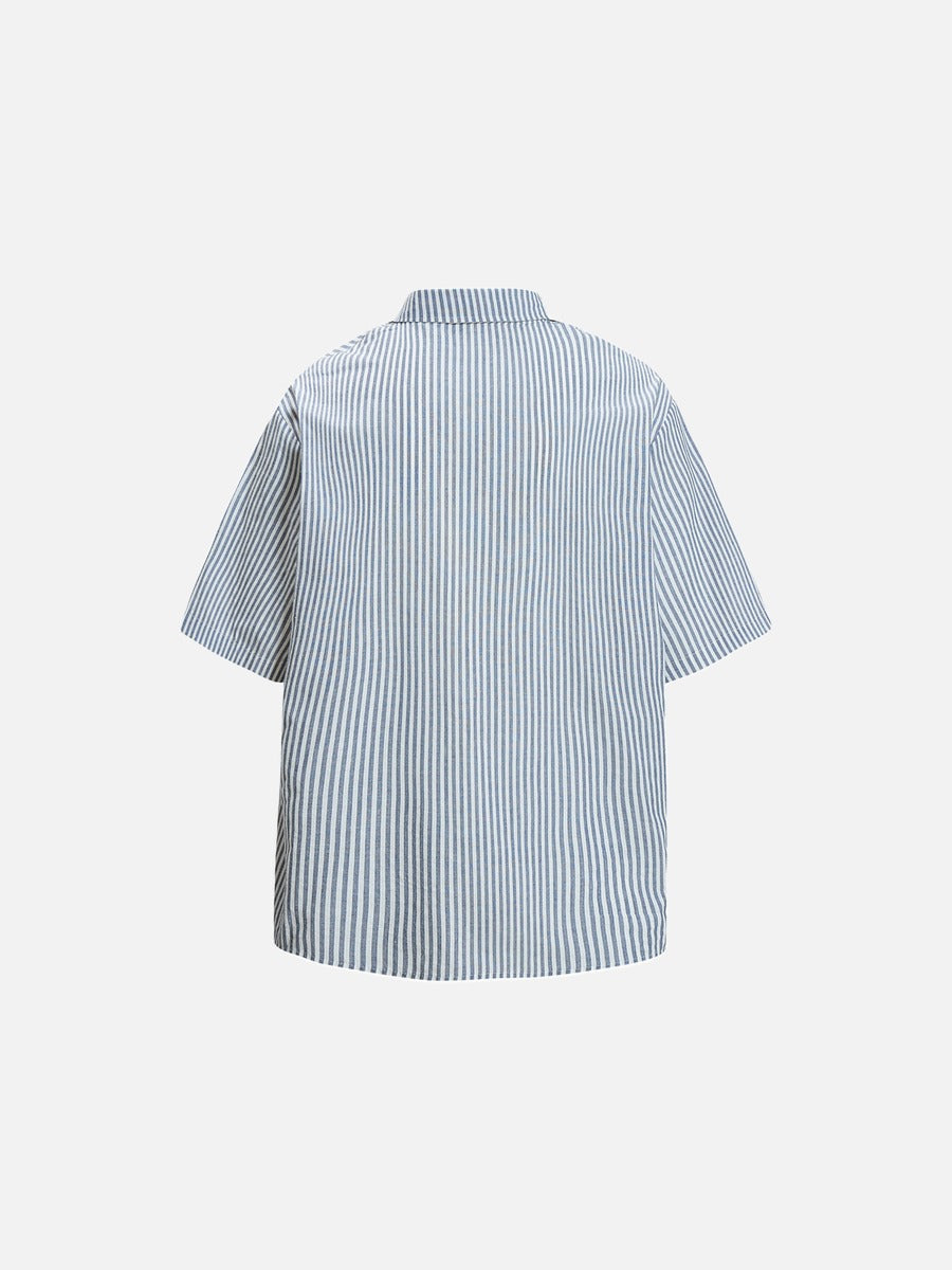 DAXUEN Striped oversized short-sleeve button-down shirt
