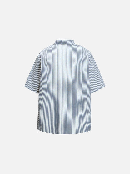 DAXUEN Striped oversized short-sleeve button-down shirt