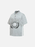 DAXUEN Grey marl short-sleeved polo shirt with star print