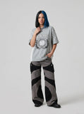 DAXUEN Grey marl short-sleeved polo shirt with star print — model photo
