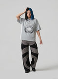 DAXUEN Grey marl short-sleeved polo shirt with star print — model photo