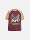 DAXUEN Distressed vintage graphic t-shirt with raglan sleeves