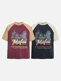 DAXUEN Distressed vintage graphic t-shirt with raglan sleeves