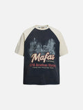 DAXUEN Distressed vintage graphic t-shirt with raglan sleeves
