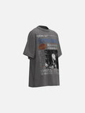 DAXUEN dark grey magazine cover graphic t-shirt