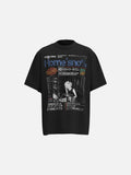 DAXUEN dark grey magazine cover graphic t-shirt