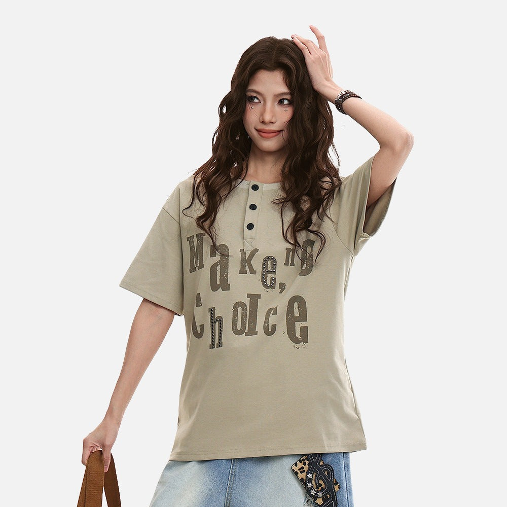 DAXUEN Relaxed-fit short-sleeve Henley T-shirt
