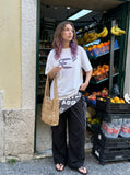 DAXUEN Oversized Abstract Symbol Graphic Tee — model photo