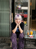 DAXUEN Oversized Abstract Symbol Graphic Tee — model photo