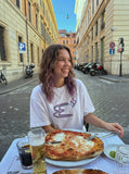 DAXUEN Oversized Abstract Symbol Graphic Tee — model photo