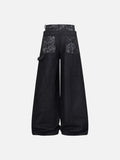 DAXUEN Wide-leg baggy denim pants with marbled pattern