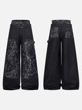 DAXUEN Wide-leg baggy denim pants with marbled pattern