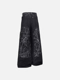 DAXUEN Wide-leg baggy denim pants with marbled pattern
