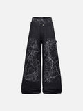 DAXUEN Wide-leg baggy denim pants with marbled pattern
