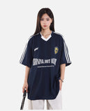 DAXUEN maroon oversized floral-crest graphic tee