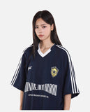 DAXUEN maroon oversized floral-crest graphic tee
