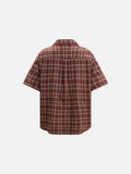 DAXUEN maroon plaid short-sleeve button-up shirt
