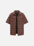 DAXUEN maroon plaid short-sleeve button-up shirt