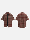 DAXUEN maroon plaid short-sleeve button-up shirt