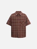 DAXUEN maroon plaid short-sleeve button-up shirt