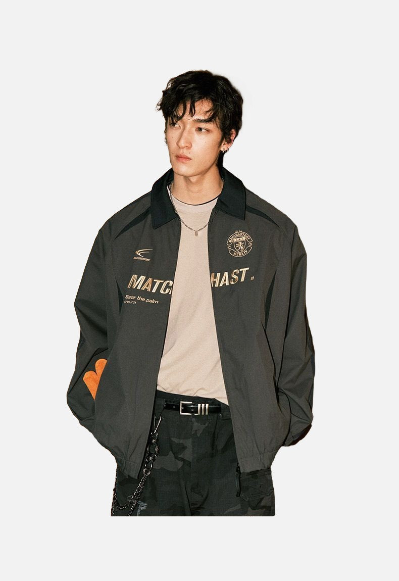 Bold Gold Text on Charcoal Zip Jacket