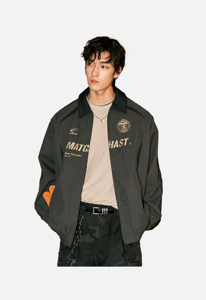 Bold Gold Text on Charcoal Zip Jacket