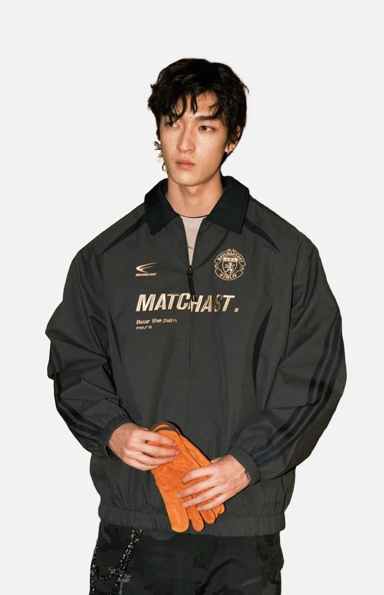 Bold Gold Text on Charcoal Zip Jacket