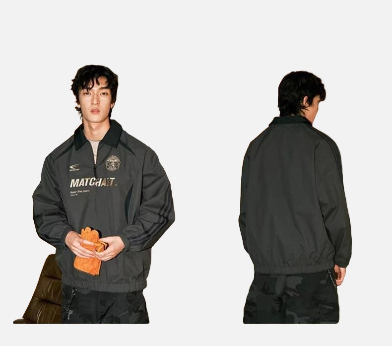Bold Gold Text on Charcoal Zip Jacket