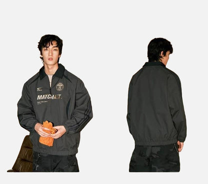 Bold Gold Text on Charcoal Zip Jacket