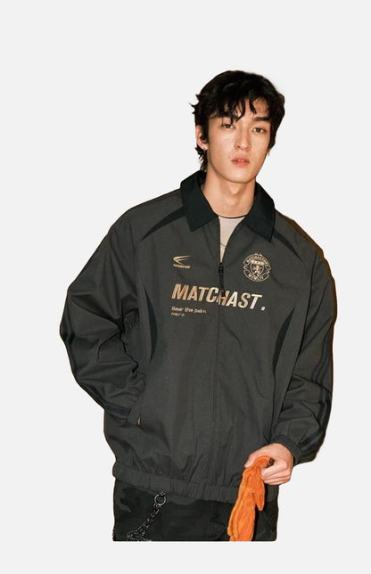 Bold Gold Text on Charcoal Zip Jacket