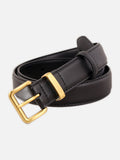 Matte Finish Leather Strap Belt with Gold/Silver Buckles