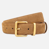 Suede Leather Classic Belt with Rectangular Buckle
