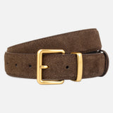 Suede Leather Classic Belt with Rectangular Buckle