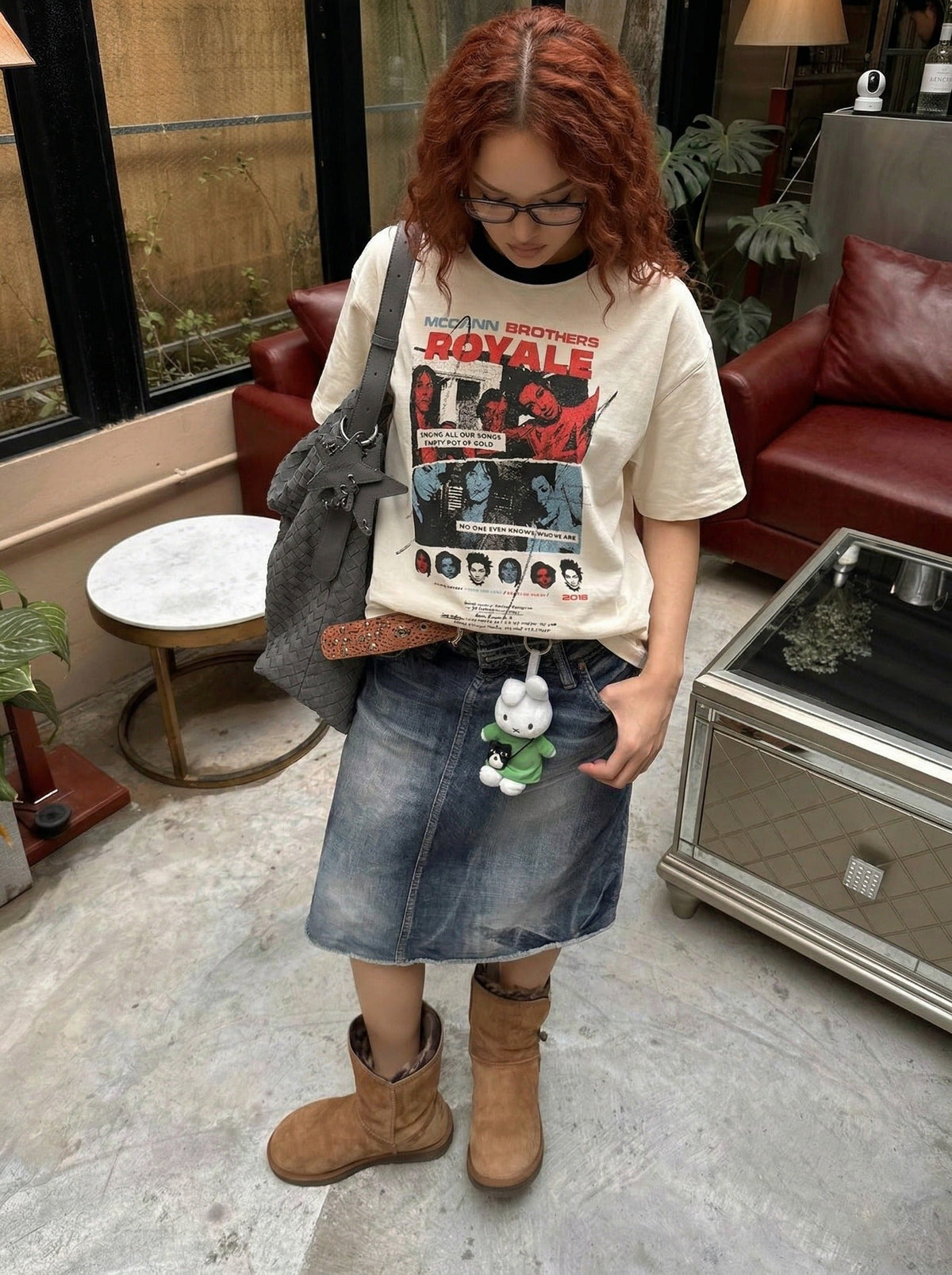 DAXUEN Graphic T-shirt with multi-panel design and relaxed fit — model photo