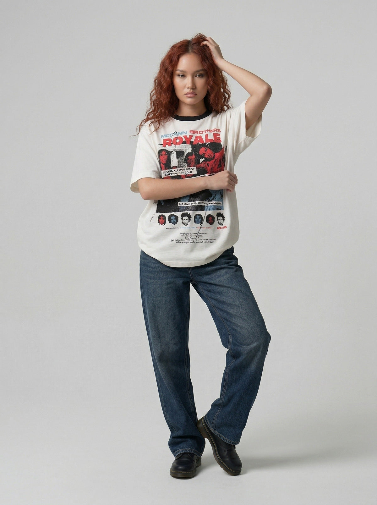 DAXUEN Graphic T-shirt with multi-panel design and relaxed fit — model photo
