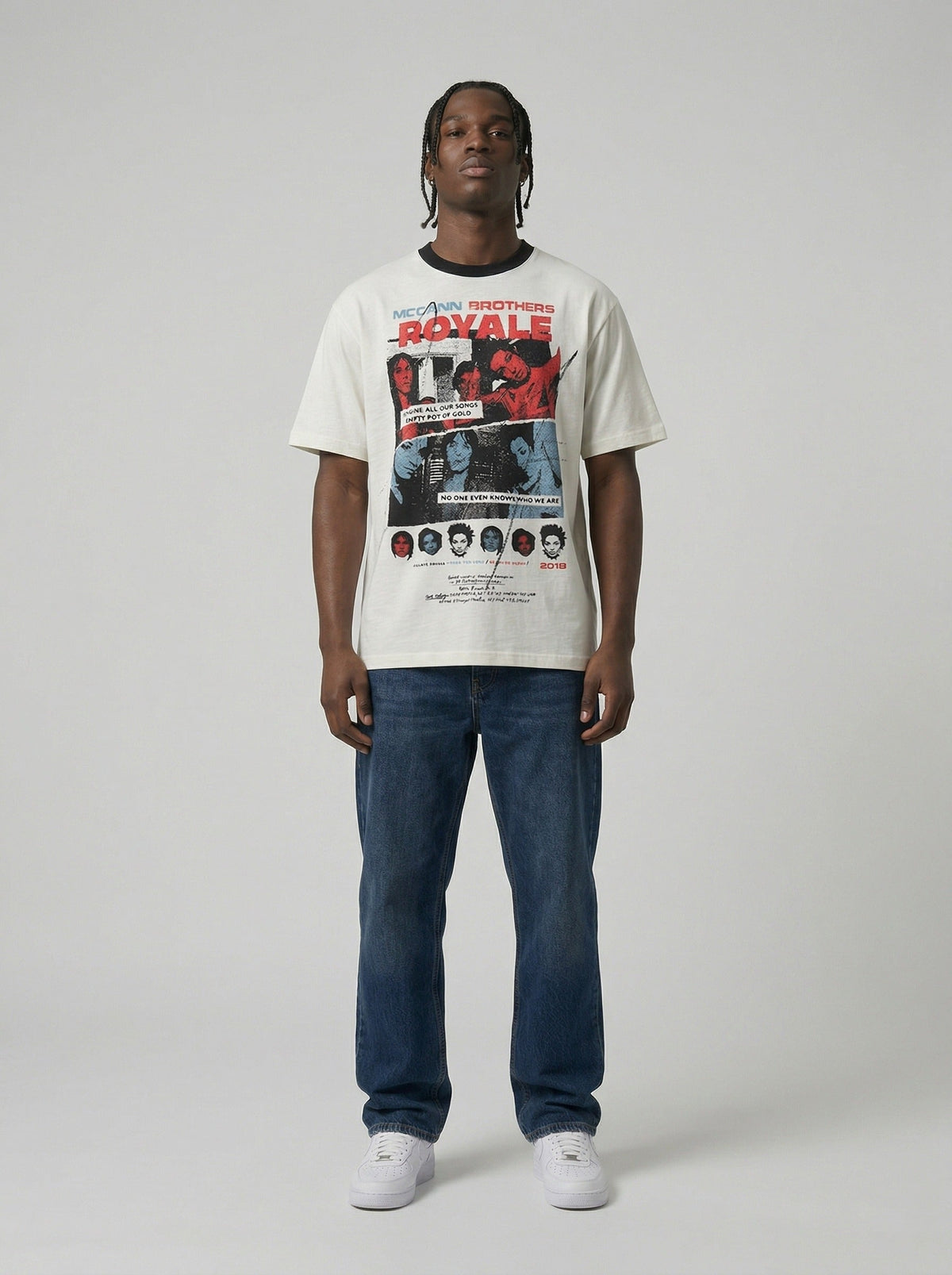 DAXUEN Graphic T-shirt with multi-panel design and relaxed fit — model photo