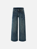 Medium Blue Vintage-Fade Wide-Leg Jeans