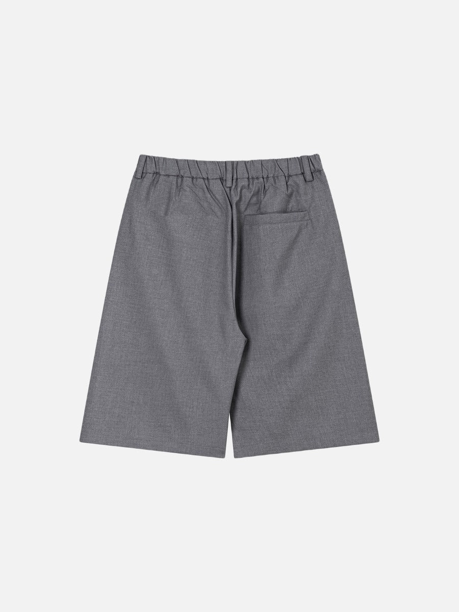 DAXUEN Medium grey wide-leg shorts with pleats and waistband
