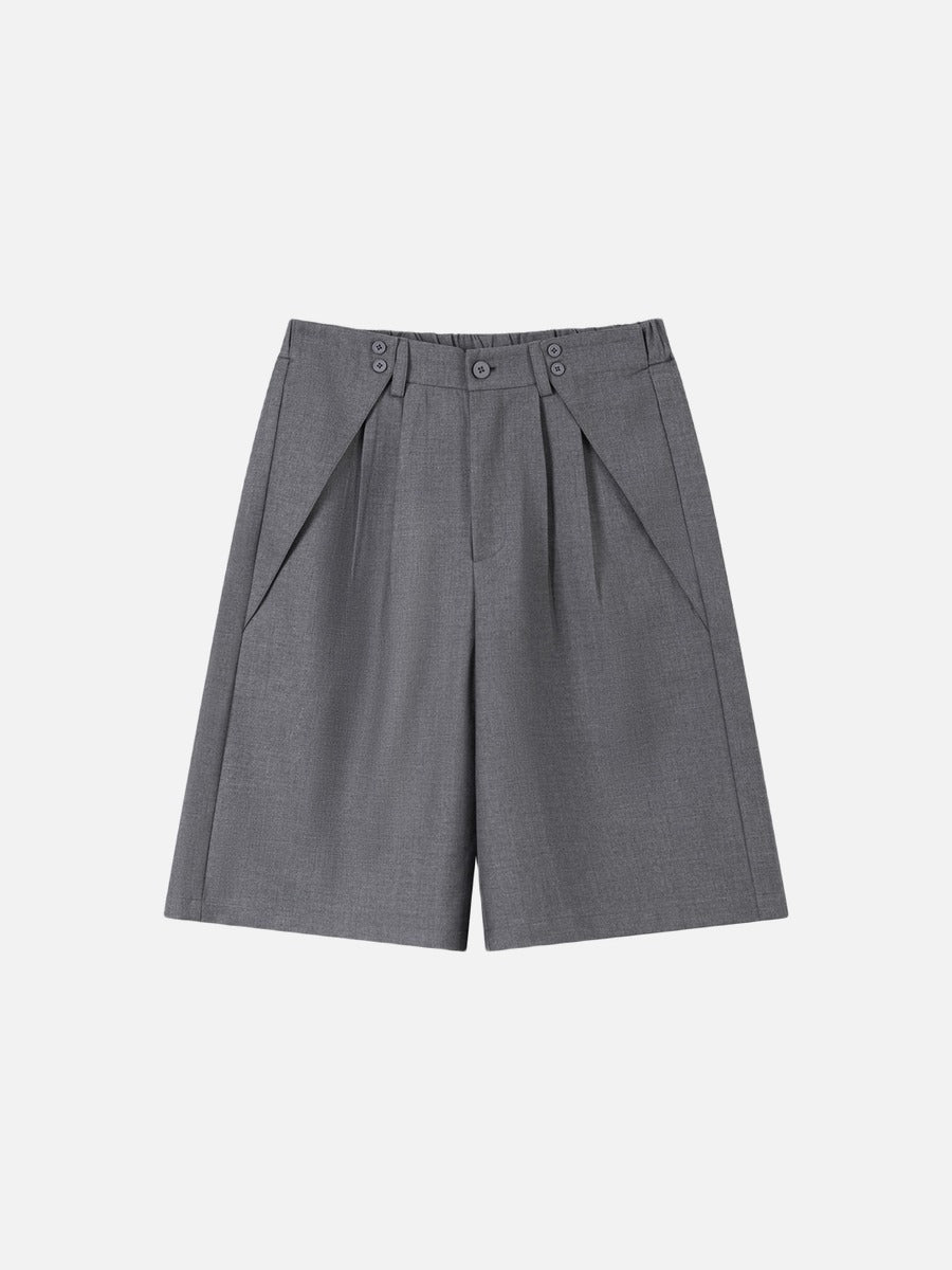 DAXUEN Medium grey wide-leg shorts with pleats and waistband