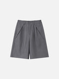 DAXUEN Medium grey wide-leg shorts with pleats and waistband