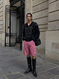 DAXUEN medium pink relaxed fit cargo shorts — model photo