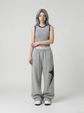 DAXUEN Sleeveless knit top with melange pattern and embroidery — model photo