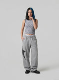 DAXUEN Sleeveless knit top with melange pattern and embroidery — model photo